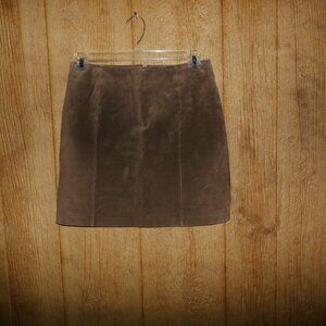 New  Sonoma Jeans co. Women Genuine Suede Leather Mini Skirt Brown Size 12P